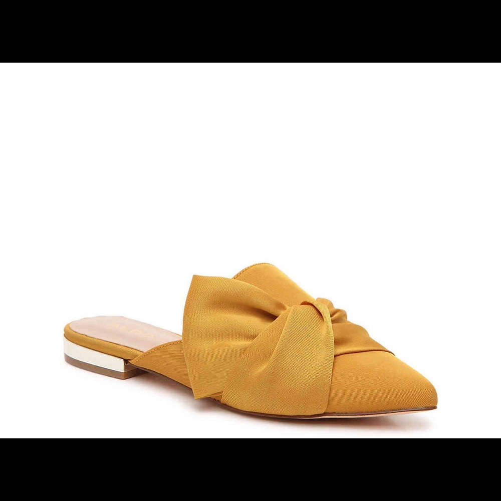 Aldo mules - yellow w/ gold trim